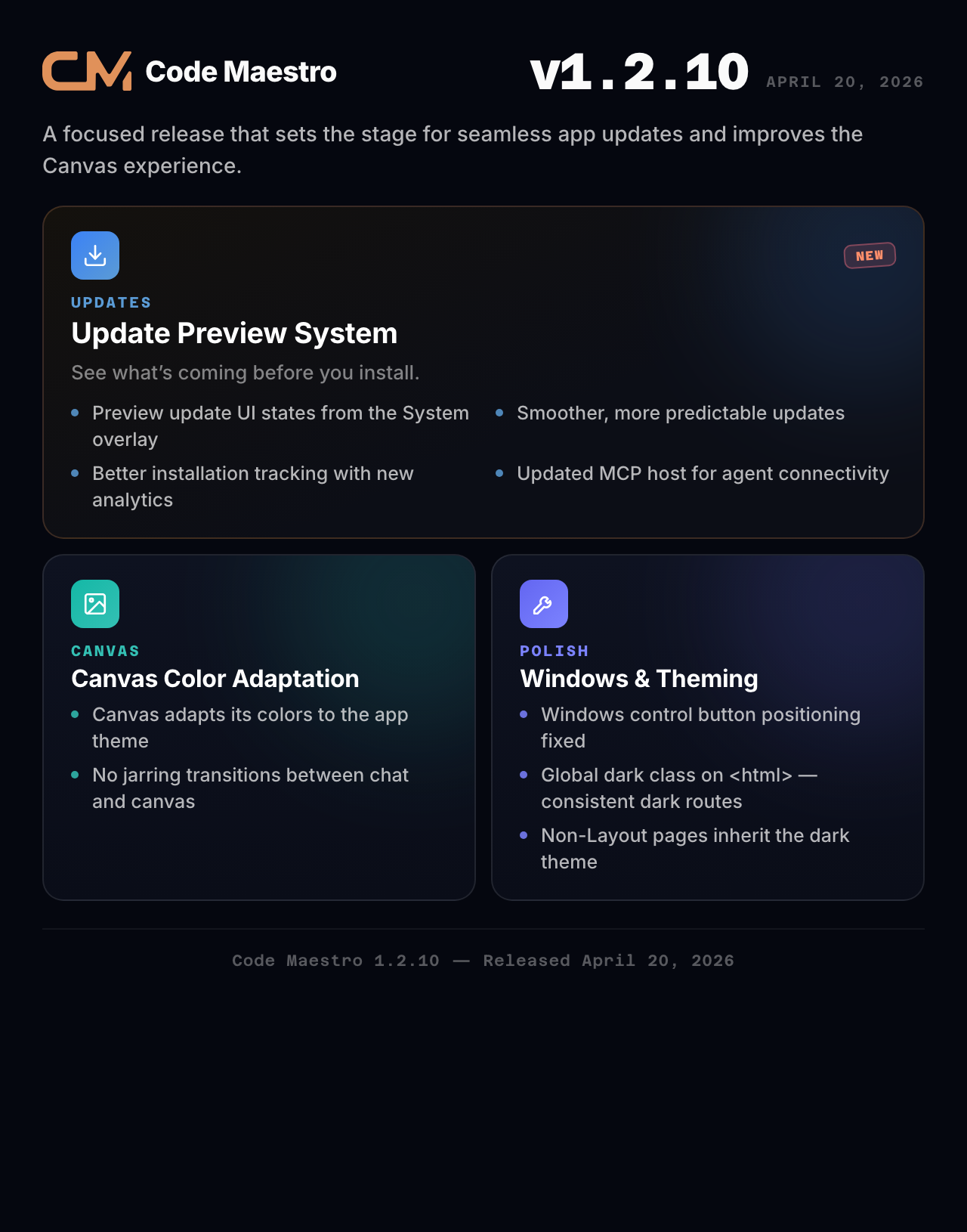 Code Maestro 1.2.10 - Foundation for Updates & Canvas