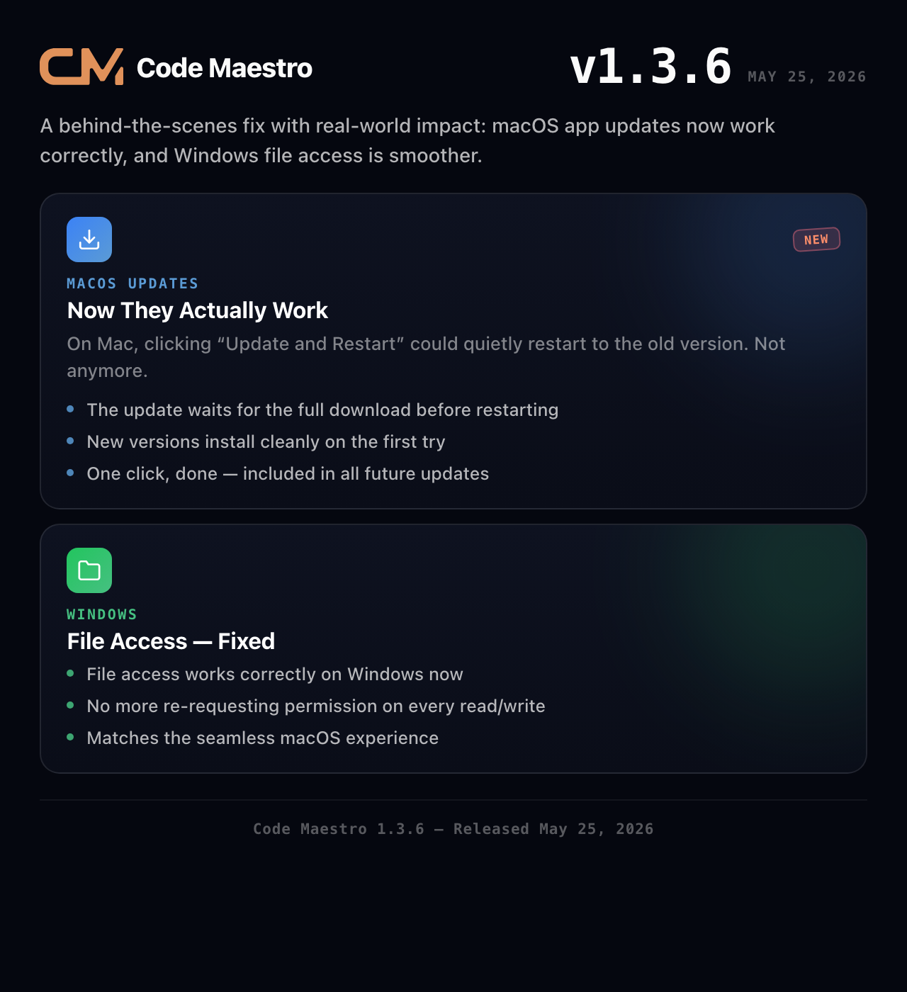 Code Maestro 1.3.6 - Updates That Actually Update