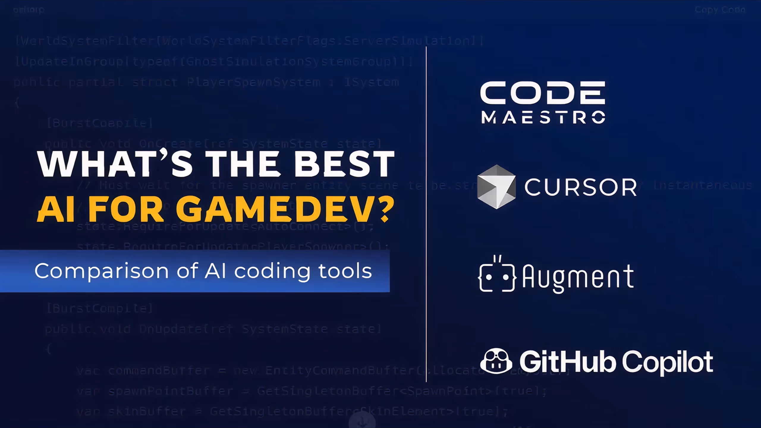 Best AI Coding Agent for Game Development? Code Maestro vs. Copilot, Cursor & Augment Compared