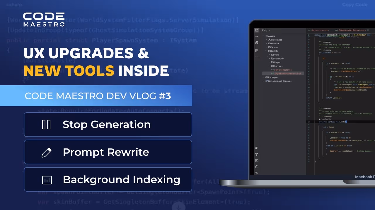 Code Maestro DevLog #3 – New UX Features, Better Prompts, Faster Starts